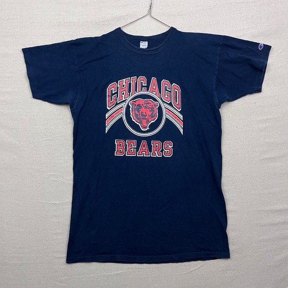 Vintage 80s Champion Chicago Bears T Shirt Navy Blue Mens XL NFL Football Tee - Picture 1 of 8